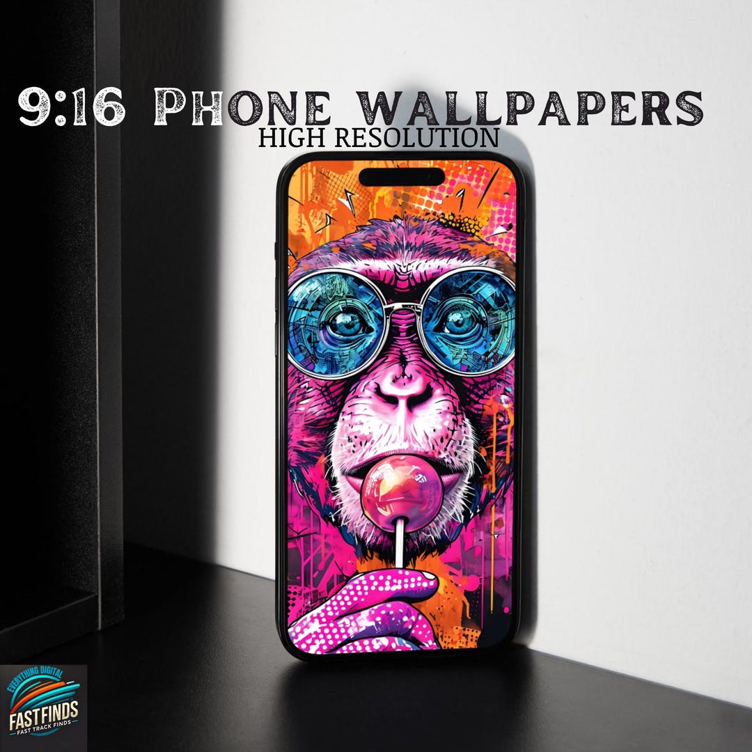 Vibrant Pop Art Monkey Face Digital Download - Aesthetic Phone ...