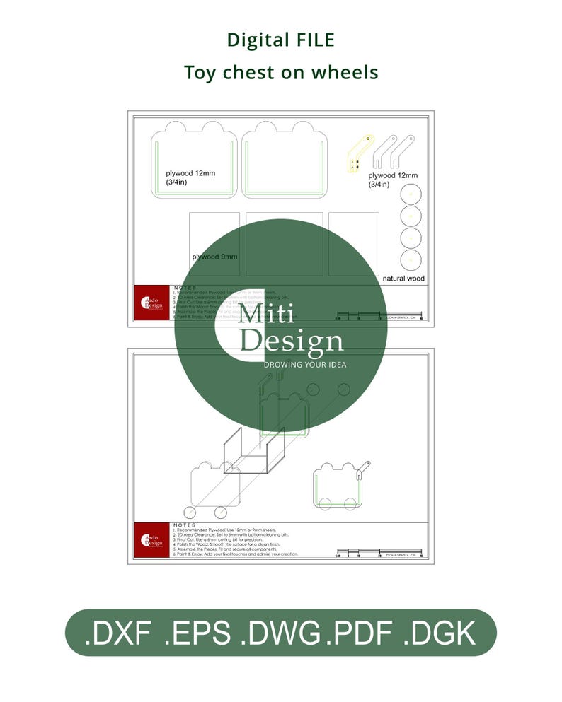 CNC Digital File | Toy Chest on Wheels | Toy Storage on Wheels | Dxf ...
