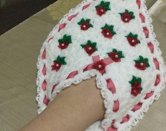 Hand-Knitted Turkish Bath Loofah, Crochet Flower Shower Mitt, Exfoliating Scrubby