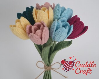 Crochet Tulip Pattern, Realistic Flower Bouquet Tutorial (Digital Download)