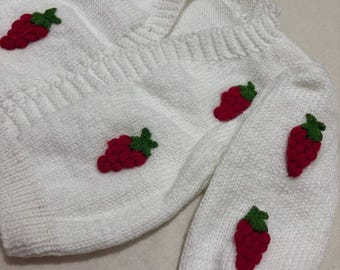 Handmade Strawberry Cardigan – Made with Love