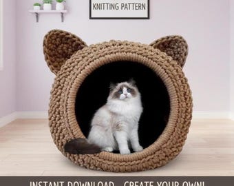 Crochet Cat Cave Pattern – DIY Pet Bed (PDF Download)