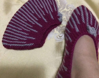 Handmade Organic Wool Knitted Slippers, Turkish Style, US 6.5-7.5