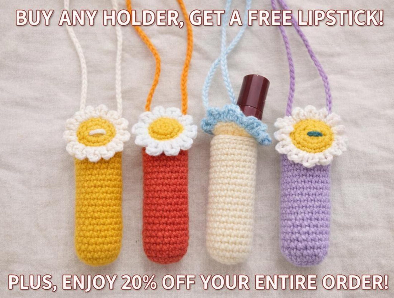 Crochet Flower Lipstick Holder Handmade Lip Balm Case Floral Lipstick crochet-flower-lipstick-holder-handmade-lip-balm-case-floral-lipstick