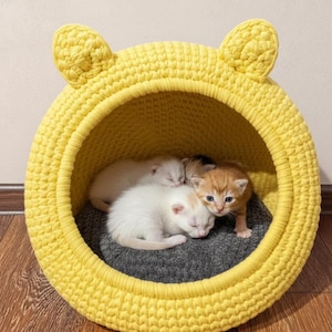 Crochet Cat Cave Pattern – DIY Pet Bed (PDF Download)