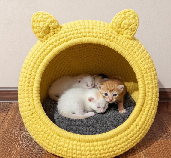 Crochet Cat Cave Pattern – DIY Pet Bed (PDF Download)