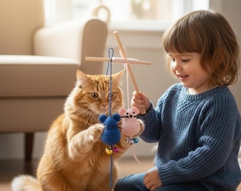 Kit de juguete para gatos de ganchillo DIY, ratones Amigurumi, conjunto para principiantes