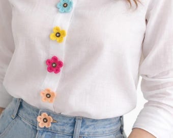 Crochet Flower Button Cover Pattern, Shirt Button Jewelry Tutorial (PDF Download)