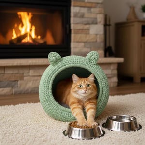 Crochet Cat Cave Pattern – DIY Pet Bed (PDF Download) image 1