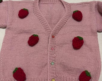 Handmade Strawberry Cardigan – Made with Love