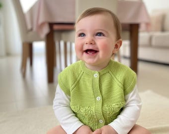 Hand-Knitted Baby Vest – Unisex Cotton Blend Waistcoat (1-3 Years)