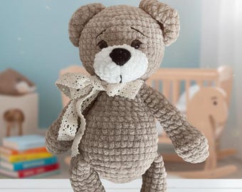 Crochet Teddy Bear Pattern, Velvet Plush Amigurumi (PDF Pattern)