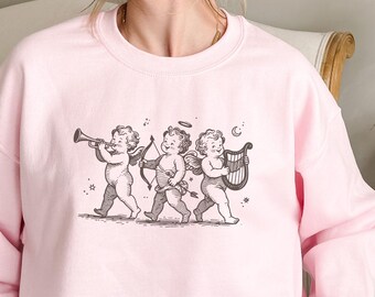 Sudadera Cherub, sudadera Coquette Balletcore Angel con cuello redondo, jersey con estampado vintage de la Academia Romántica