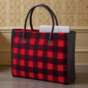 Flannel Check Tote, Sewing Pattern, pdf, Kaland, Shop bag, instant download, tote patterns, getaway bag, sew, PDF tutorial, DIY, Tote pdf