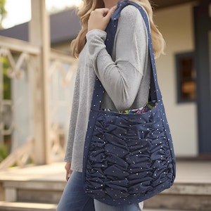 Bolso de hombro informal de mezclilla, patrón de costura, patrón de bolso de mezclilla con patrón inglés, plantilla de bolso grande, patrón de costura de bolso de mano, bolso pequeño, PDF