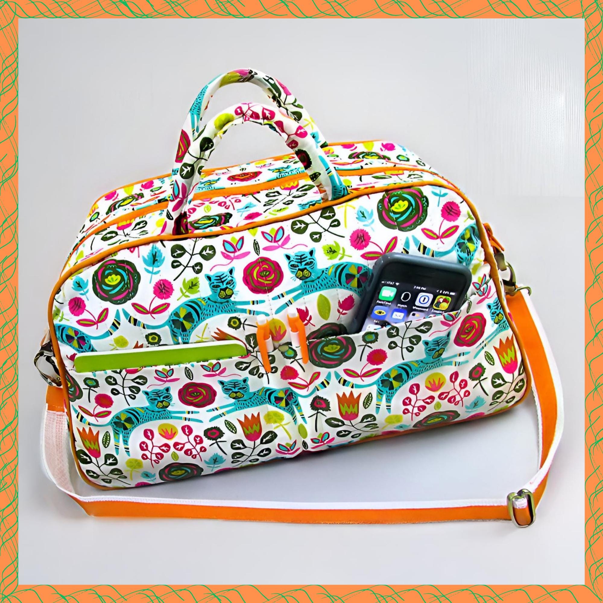 Compact Quilted Duffle, PDF Sewing Pattern, clutch bag, easy sewing pattern, tote patterns, getaway bag, Traveller Bag, sew PDF, Tote pdf