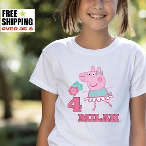 Personalized Peppa Pig, Custom Kids T-shirt, Kids Peppa Pig Tee, Cozy Children's Shirt, Festive Piglet, Peppa Pig Youth Tee