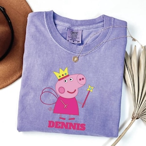 Comfort Colors®Personalized Peppa Pig, Custom Kids T-shirt, Kids Peppa Pig Tee, Cozy Children's Shirt, Festive Piglet, Peppa Pig Youth Tee