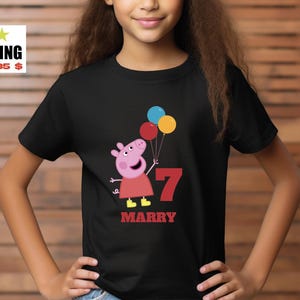 Personalized Peppa Pig, Custom Kids T-shirt, Kids Peppa Pig Tee, Cozy Children's Shirt, Festive Piglet, Peppa Pig Youth Tee