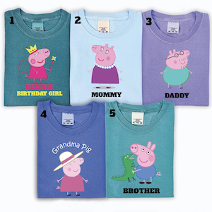 Comfort Colors® Personalized Peppa Pig, Kids Custom Shirt, Kids Peppa Pig Tee, Festive Piglet, Peppa Pig Youth Tee, Peppa Pig Family