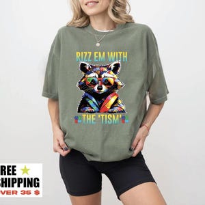 Autism Meme Shirt, Funny Rizz Em With The Tism Tee, Unique Gift for Autism Awareness, Retro 90s Funny Raccoon Graphic Shirt