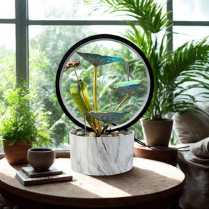 Tabletop Indoor Fountain – Soothing Waterfall Feature for Home Décor & Stress Relief Zen Accent