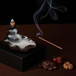 Ceramic Backflow Incense Burner – Waterfall Smoke Fountain for Meditation & Home Decor