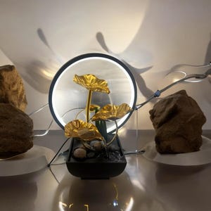 Golden Zen Tabletop Fountain – Indoor Waterfall Decor with Soothing Sounds for Home & Office