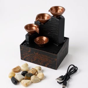 Relaxing USB Desktop Fountain – Indoor Zen Waterfall for Office & Home Decor – Calming LED Water Feature – Feng Shui Wealth Attractor Gift