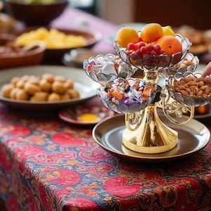 3-Tier Crystal Serving Tray: Gold Dessert Stand for Parties