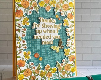 Handmade Embossed Floral Thank You Card – Gratitude & Appreciation