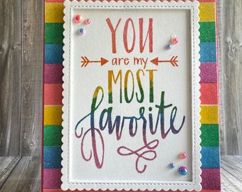 Favorite Person Handmade Greeting Card – Glitter Embossed