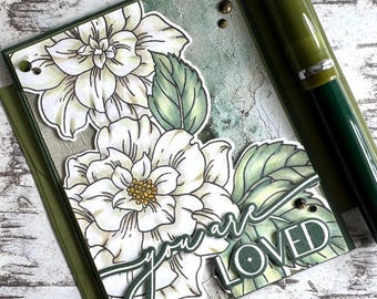 Handmade You Are Loved Card with white flower
