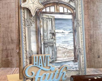 Handmade Have Faith Card - Nautical Beach Theme