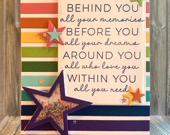 Inspirational Graduation Card, Rainbow Stars, Confetti Star