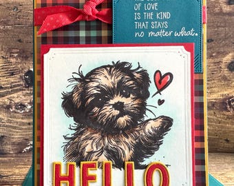 Handmade Puppy Hello Card – Dog Lover Greeting, New Dog Gift