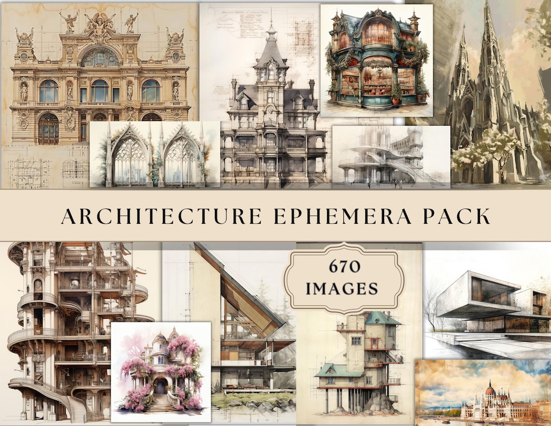 Architecture Junk Journal Ephemera Pack | 670 Pages | Printable Digital ...