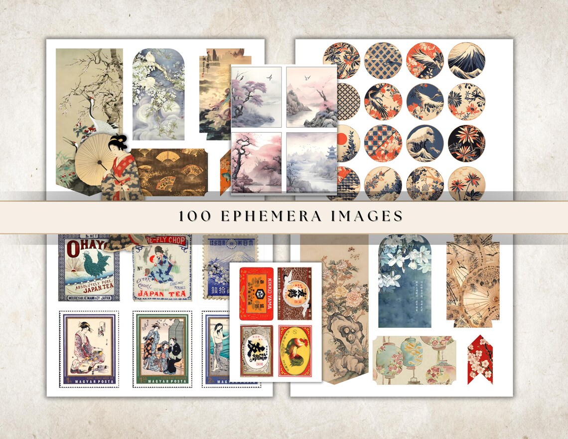 Vintage Japanese Junk Journal Ephemera Pack | 800 Pages | Printable ...