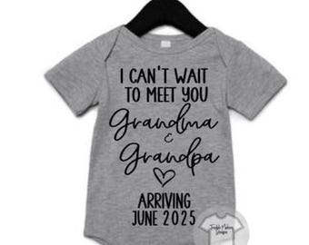 Pregnancy Announcement Grandparents, I can&#39;t Wait To Meet You Grandma and Grandpa, Personalized Pregnancy Announcement