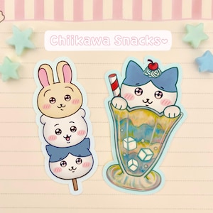 Cute Chiikawa, Usagi and Hachiware Comfort Food Vinyl Stickers