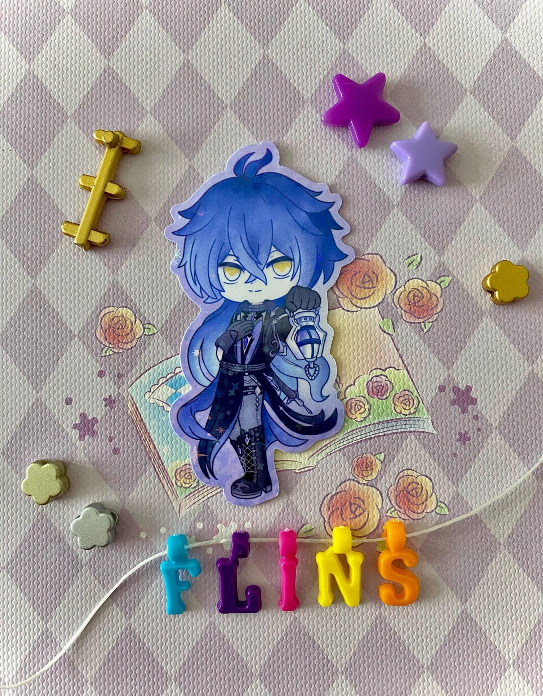 Holographic Flins Vinyl Sticker and Expoxy Keychain / Genshin Impact - Etsy