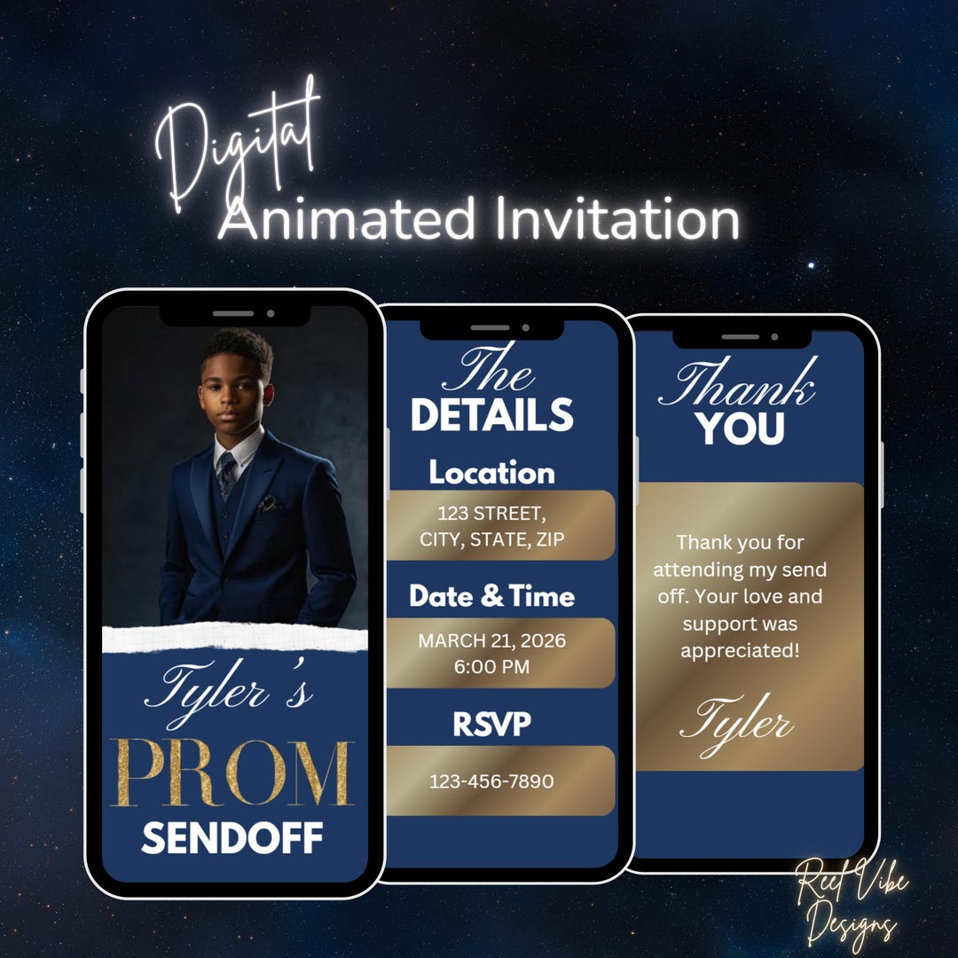 Digital Prom Send off Invitation Template, Editable Prom Invite for ...