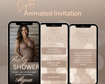 Brown Boho Baby Shower Invitation | Gender Neutral Baby Shower Evite | Animated Digital Baby Shower Video Invite | Editable Shower Template