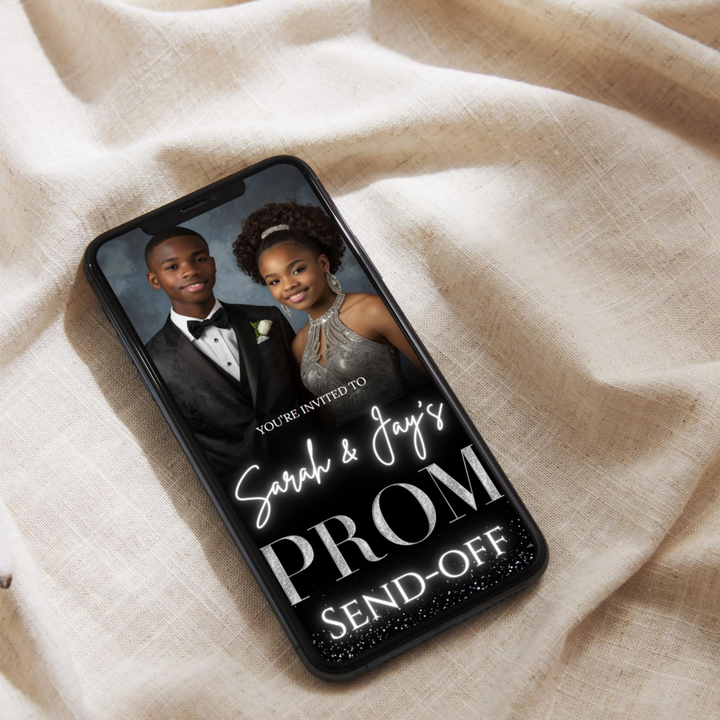 Editable Animated Prom Send-off Invitation Template | Black & Silver ...