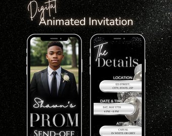 Editable Prom Invitation Template for High School Send-Off | Digital Prom Party Canva Invite | Instant Download Graduation Celebration