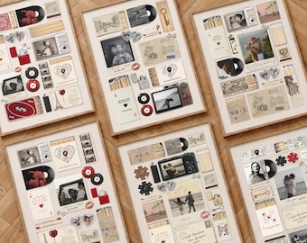 6 Couple Matchbook Poster Templates, Personalized Canva Photo Collage, Custom Matchbox Art, Printable Anniversary Gift, 600+ Elements Bundle