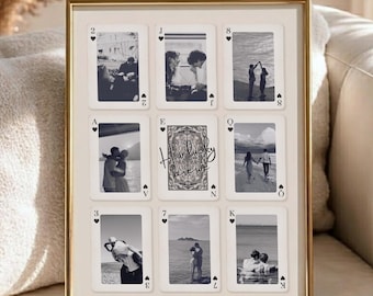 9 Custom Playing Card Poster Templates, How Lucky Are We Print, Couple Photo Collage, Anniversary Gift for Boyfriend, Editable Canva Bundle