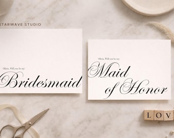 Bridesmaid Proposal Card Template | Will You Be My Bridesmaid | Maid of Honor Proposal | Editable Canva | Old Money Bridal Party Invitation