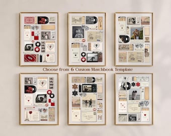 6 bewerkbare matchbook-postersjabloon 600+ elementen | Gepersonaliseerde muurkunst stel | Aangepast Canva Matchbox-cadeau + Canva-handleiding voor beginners