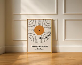 Custom Song Lyrics Print, Personalised Vinly Music Poster, Customizable Music Gift, Vinyl Lyric Poster, Wedding Anniversary Gift Couple Song